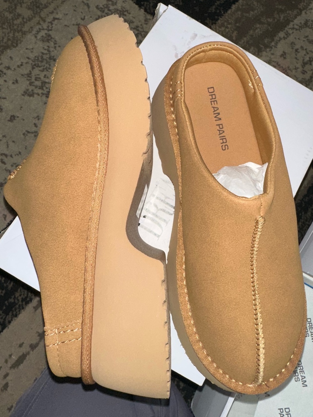 Slip-On Platform Loafers/Mules - Tan - Picture 2 of 6